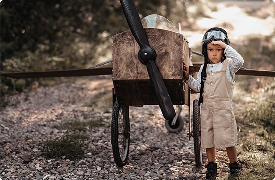 Young aviation enthusiast experiencing the excitement of flight